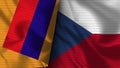 Czech Republic and Armenia Realistic Flag Ã¢â¬â Fabric Texture Illustration Royalty Free Stock Photo